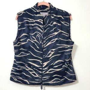 Emil Rutenberg Vintage Zebra Print Faux Fur Vest Large